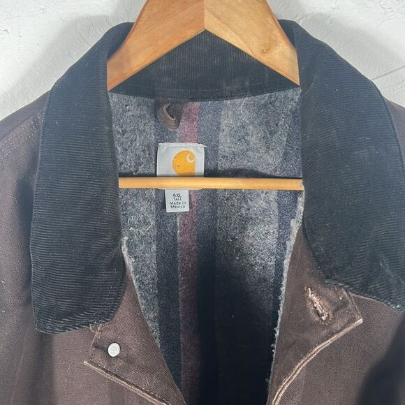 š„š„VintageāCarhartt Detroit Jacket Blanket Lined Button Corduroy Dark Brown 4XL - Picture 5 of 11